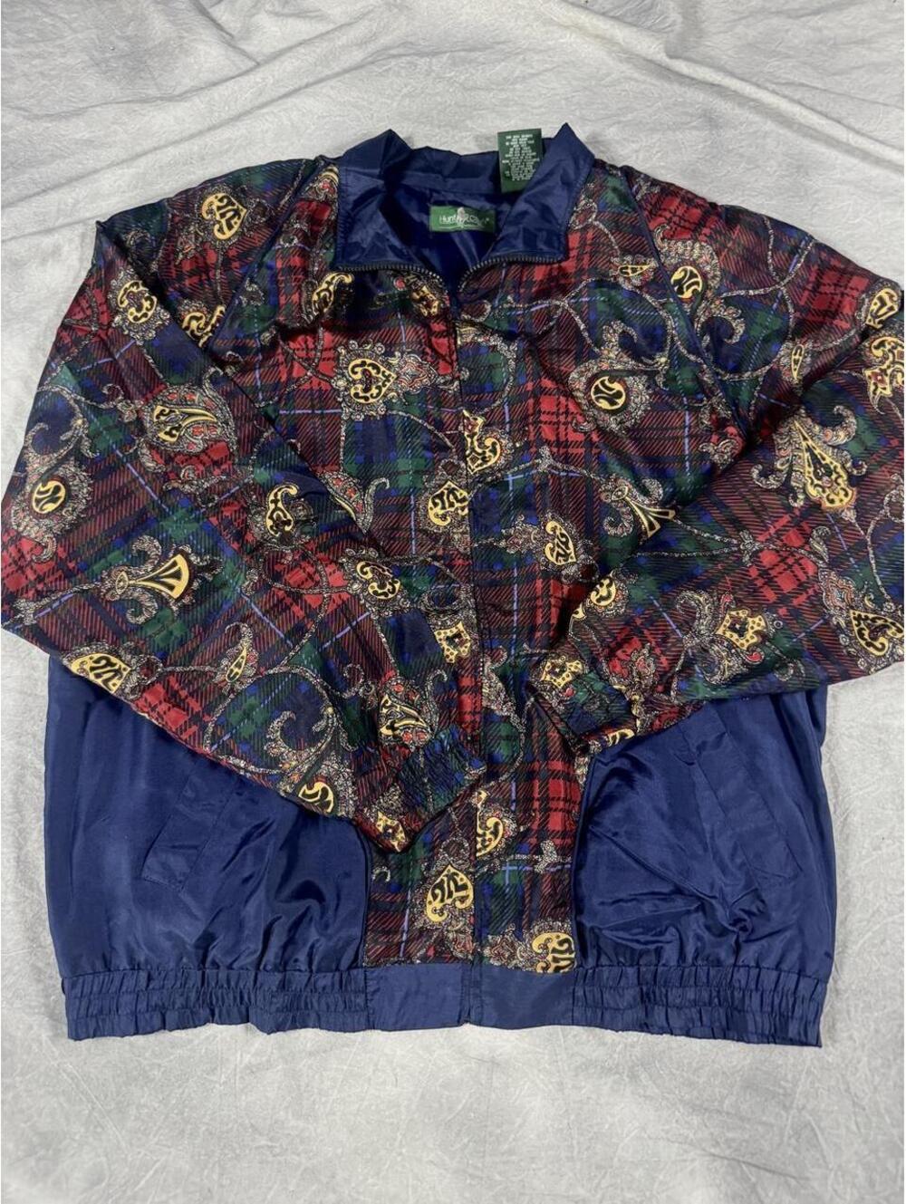 Vintage early 90s Hunt Club 100% Silk, windbreaker. Rare Tall.